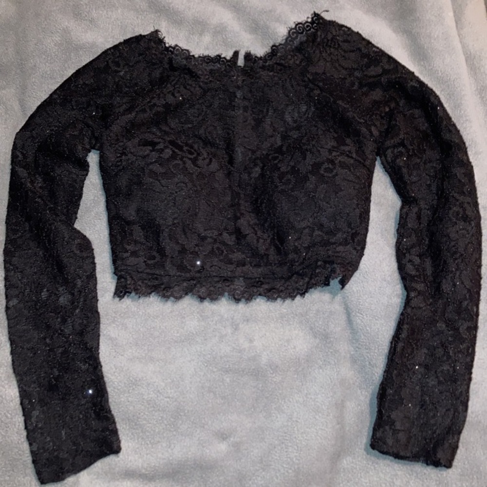 Sparkly lace zip up crop top🤩
